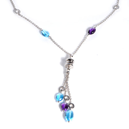 Bulgari BVLGARI 18K White Gold Amethyst Blue Topaz B.Zero1 Necklace 1 of 7
