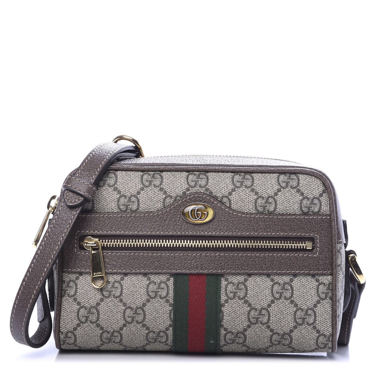 Gucci GG Supreme Monogram Web Mini Ophidia Shoulder Bag Brown 1 of 9