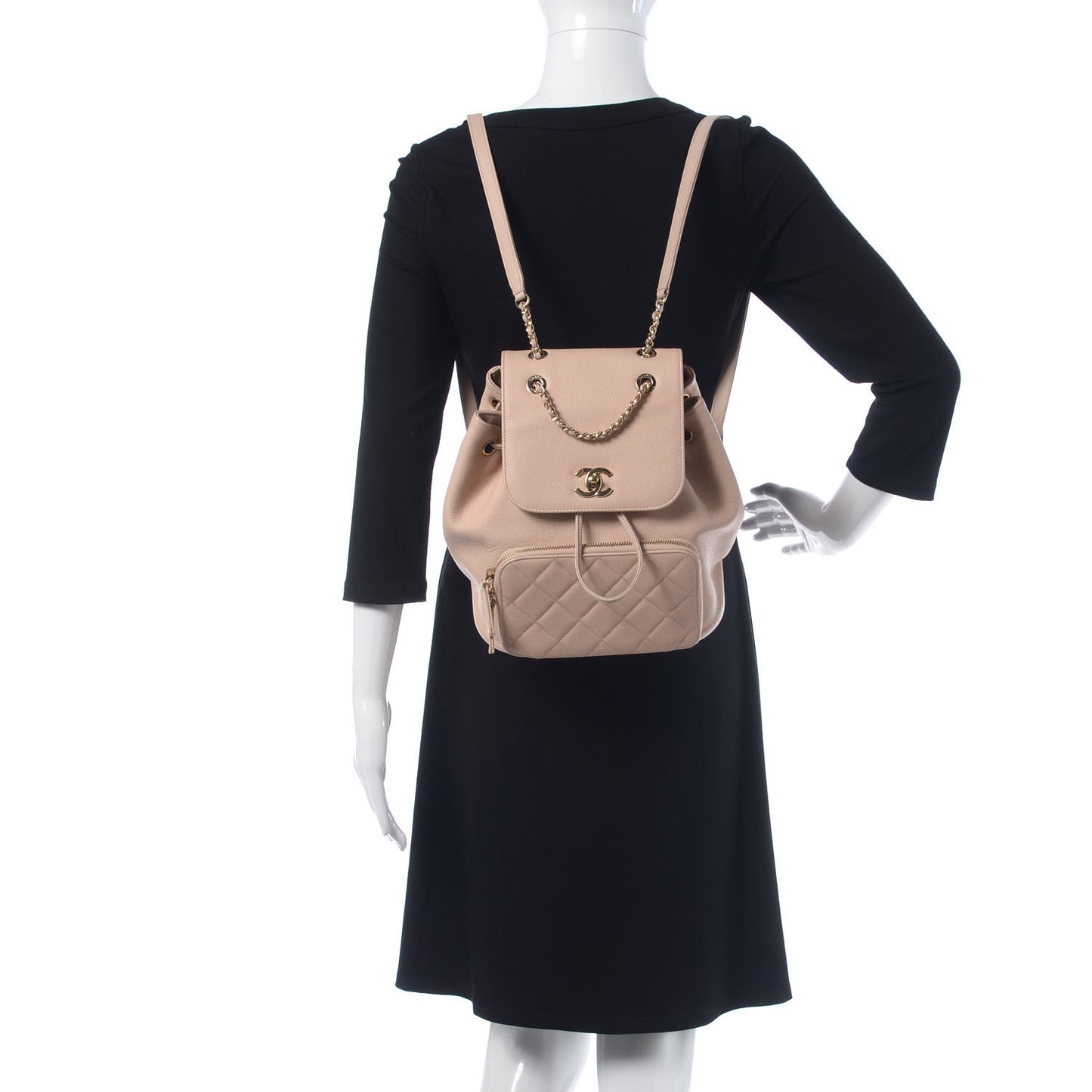 Caviar Quilted Business Affinity Backpack Beige