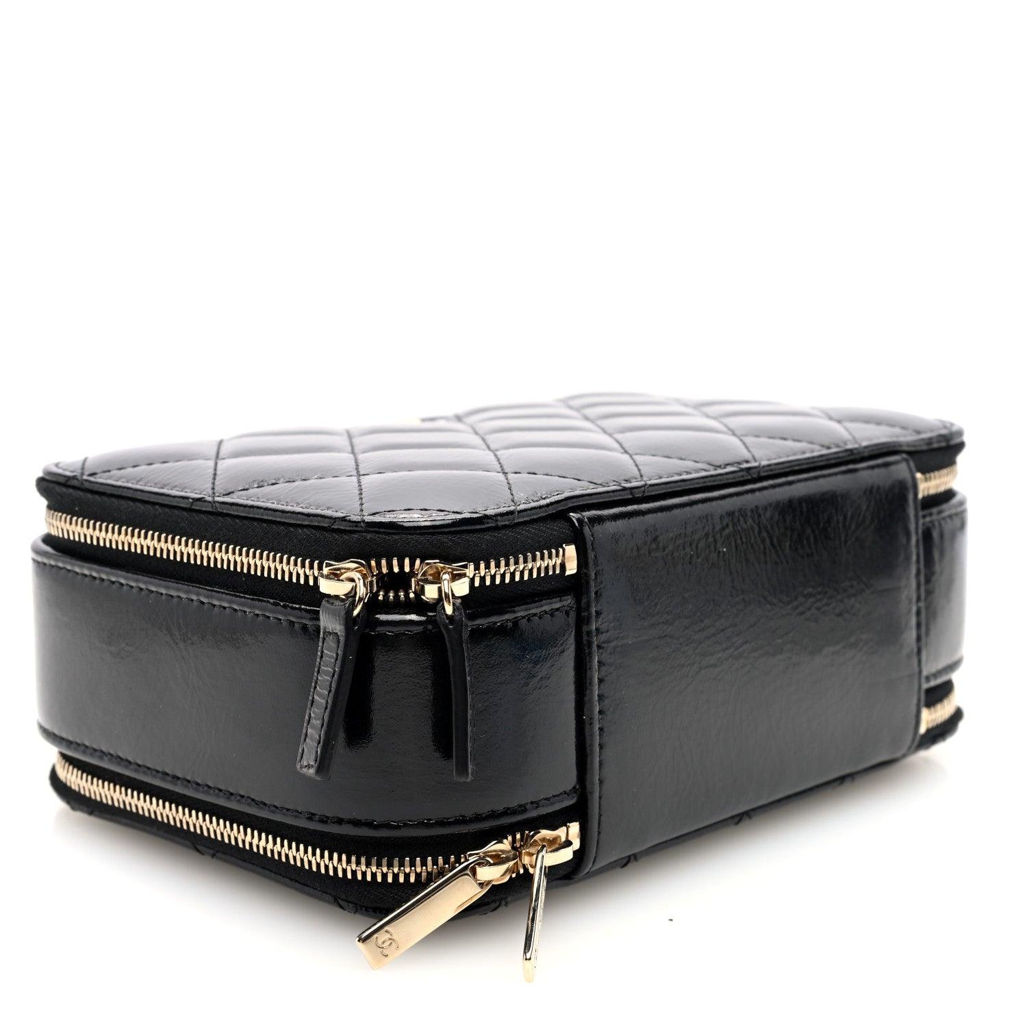 Chanel Shiny Lambskin Quilted CC Vanity Case Black 1652034