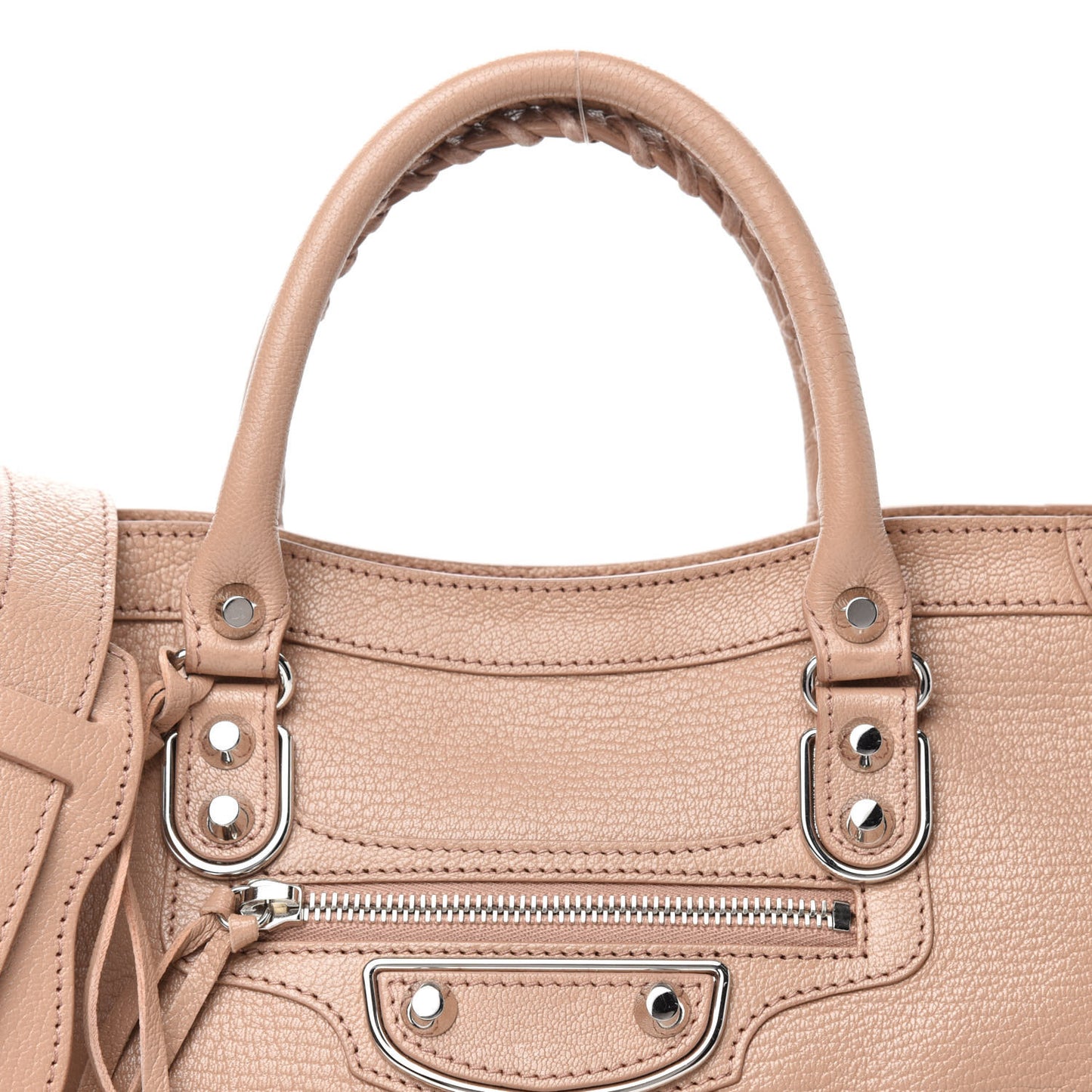Shiny Goatskin Silver Metallic Edge Hardware S City Rose Des Sables