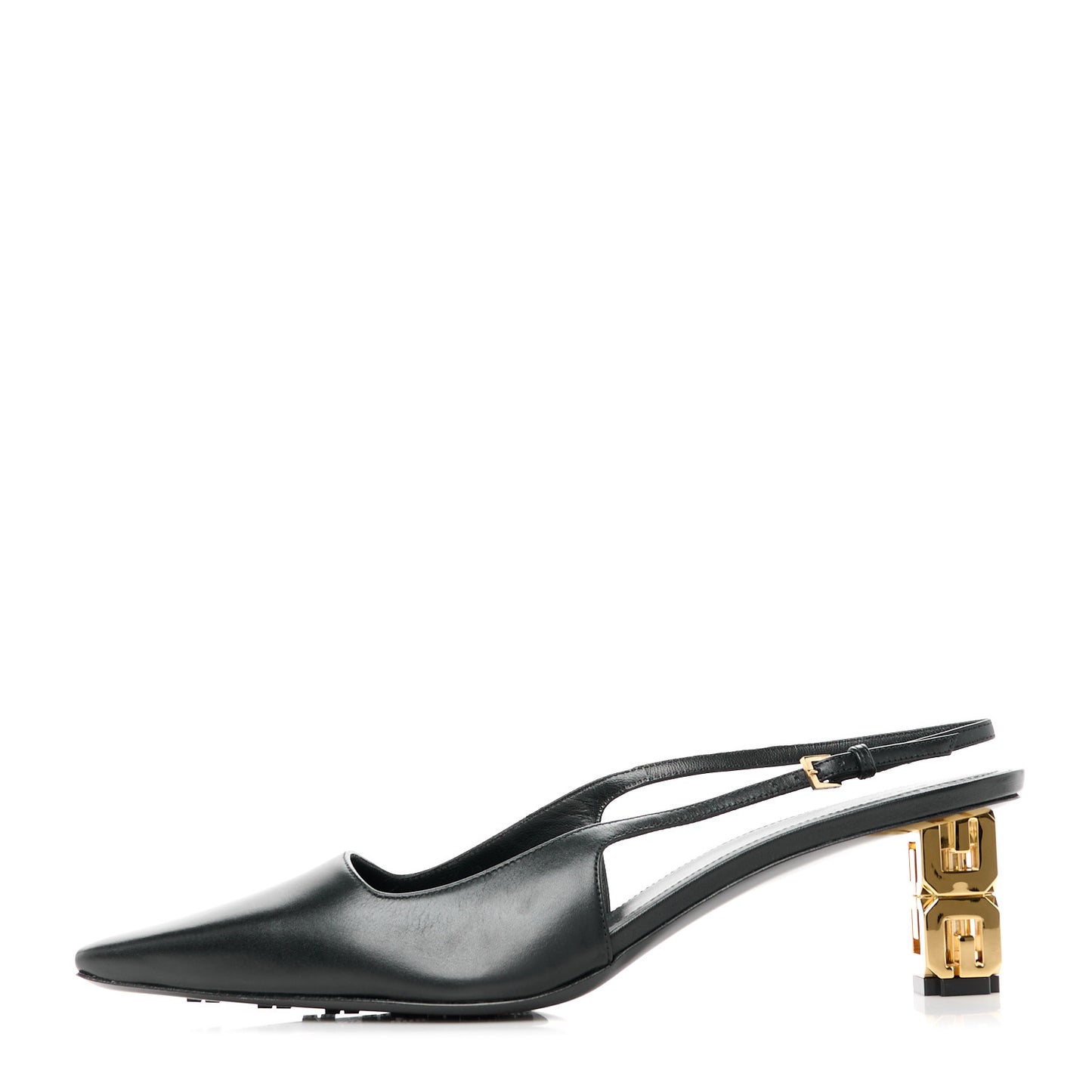 Calfskin G Cube 50mm Slingback Pumps 40 Black