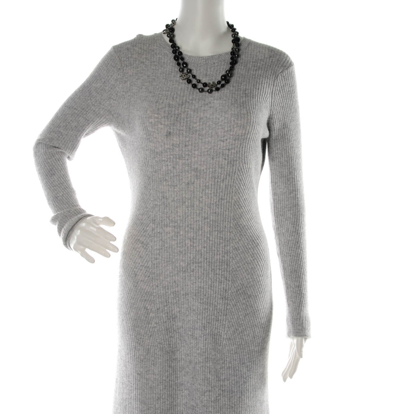 Ruthenium Beaded CC Long Necklace Black