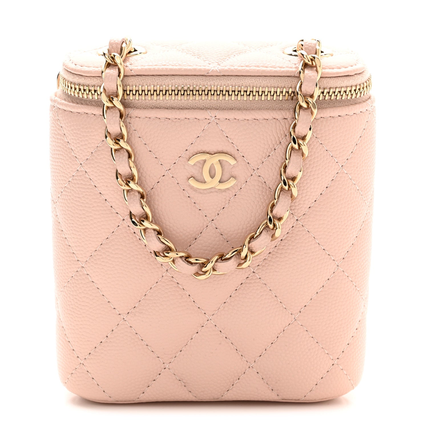 Chanel Caviar Quilted Small Vertical Coco Beauty Vanity Case With Chain Light Pink 1 of 10