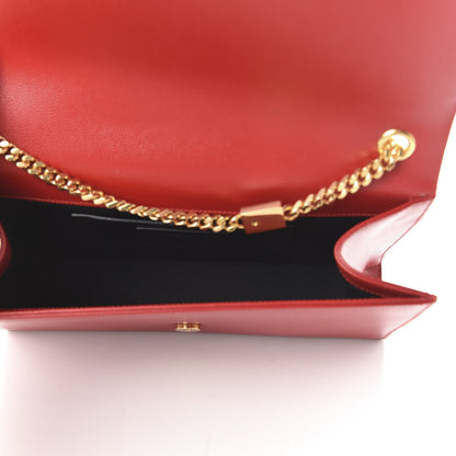 Saint Laurent Grain De Poudre Medium Monogram Kate Satchel Red 5 of 9