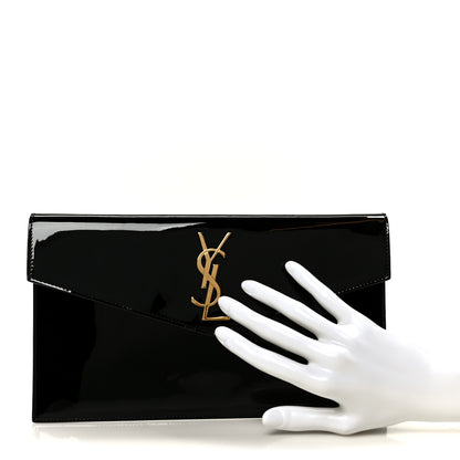 Saint Laurent Patent Calfskin Monogram Uptown Clutch Black 2 of 8