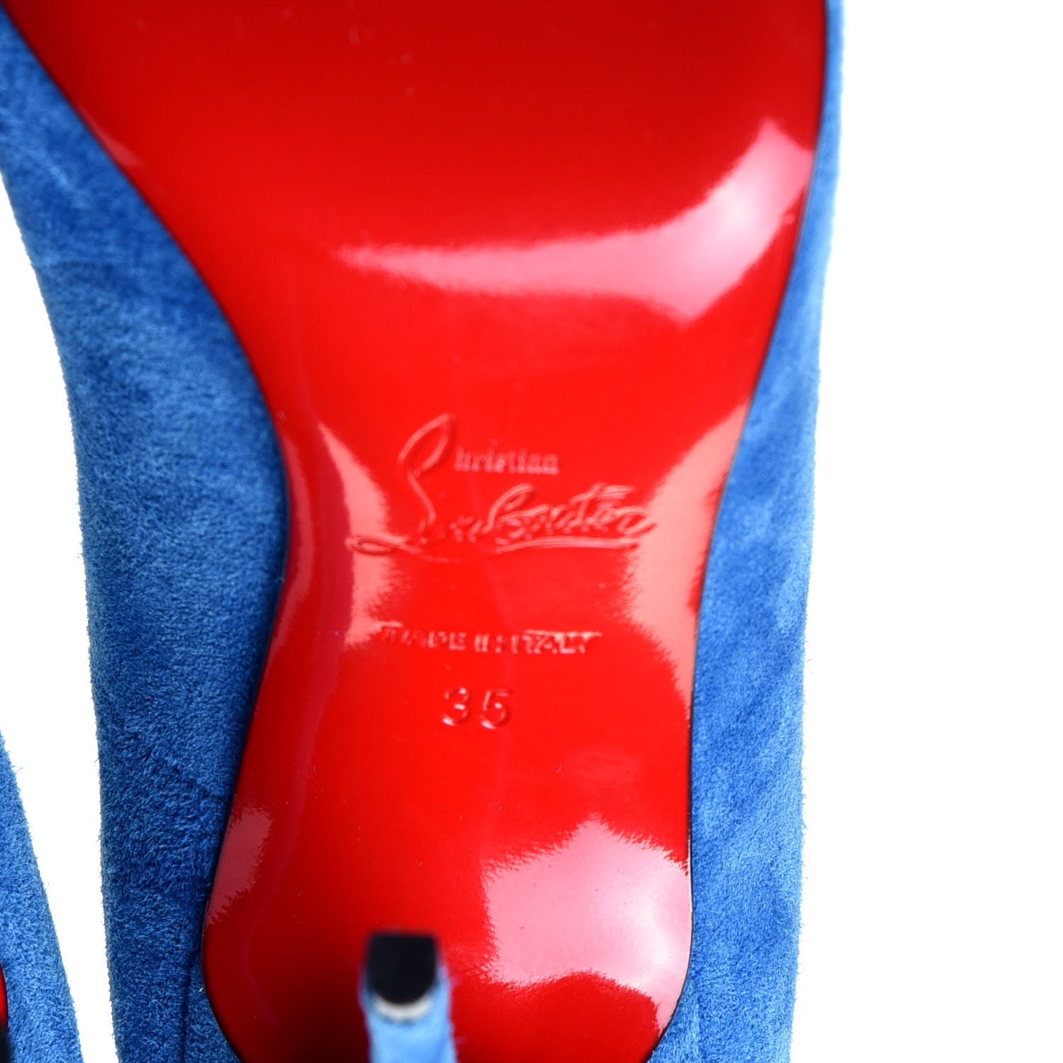 Christian Louboutin Veau Velours Pigalle Follies 120 Pumps 35 Positano 8 of 9