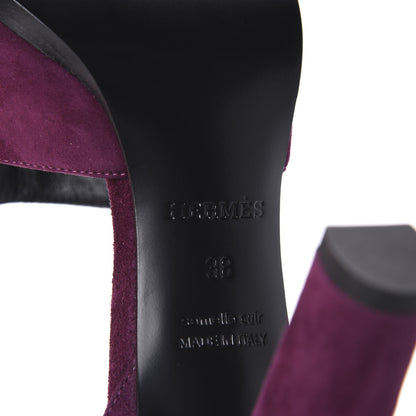 Hermes Suede Goatskin Nina Sandals 38 Lie De vin 9 of 10