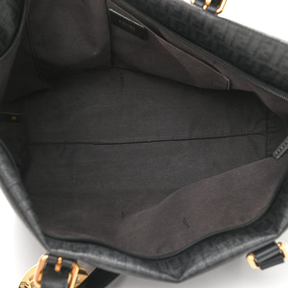 Fendi Zucchino Spalmati Vitello Large Charm Shopping Tote Black 9 of 12