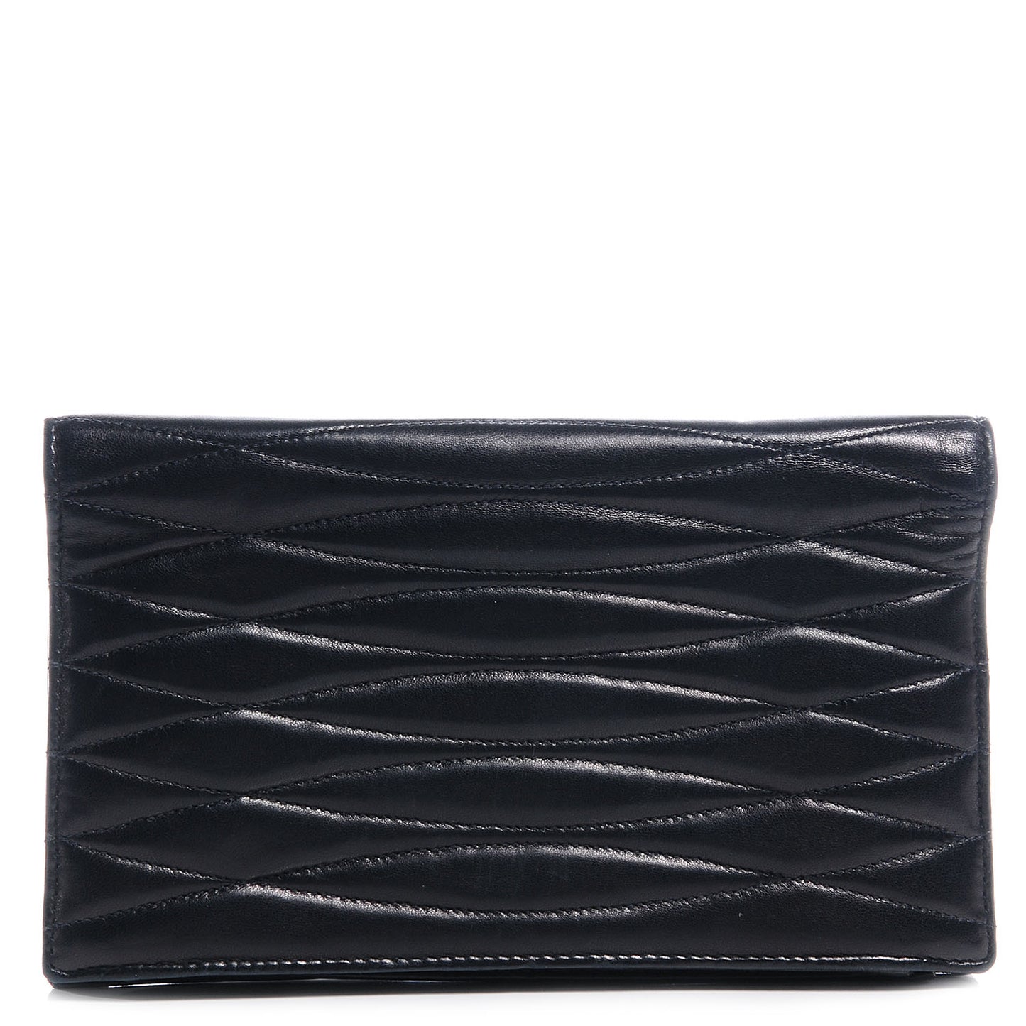 Chevron Lambskin Wallet Clutch Black