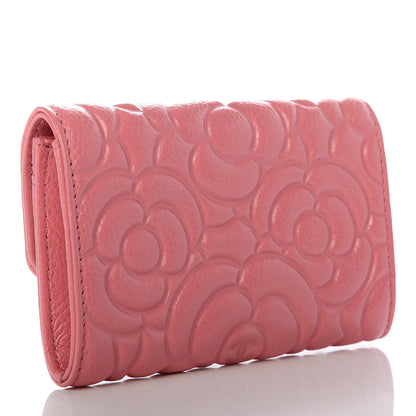 Chanel Caviar Camellia Embossed Card Holder Wallet Pink 3 of 8