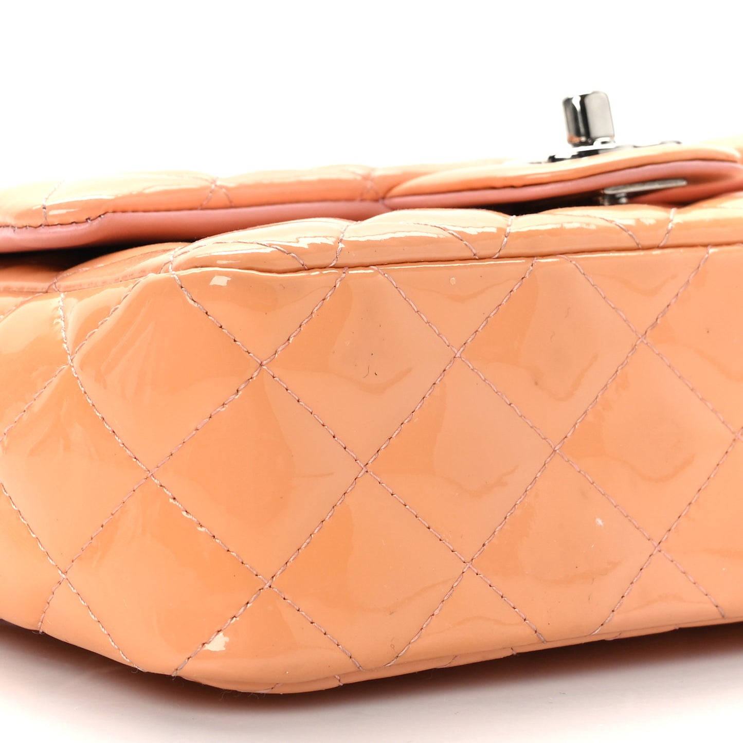 Patent Calfskin Quilted Mini Rectangular Flap Light Pink