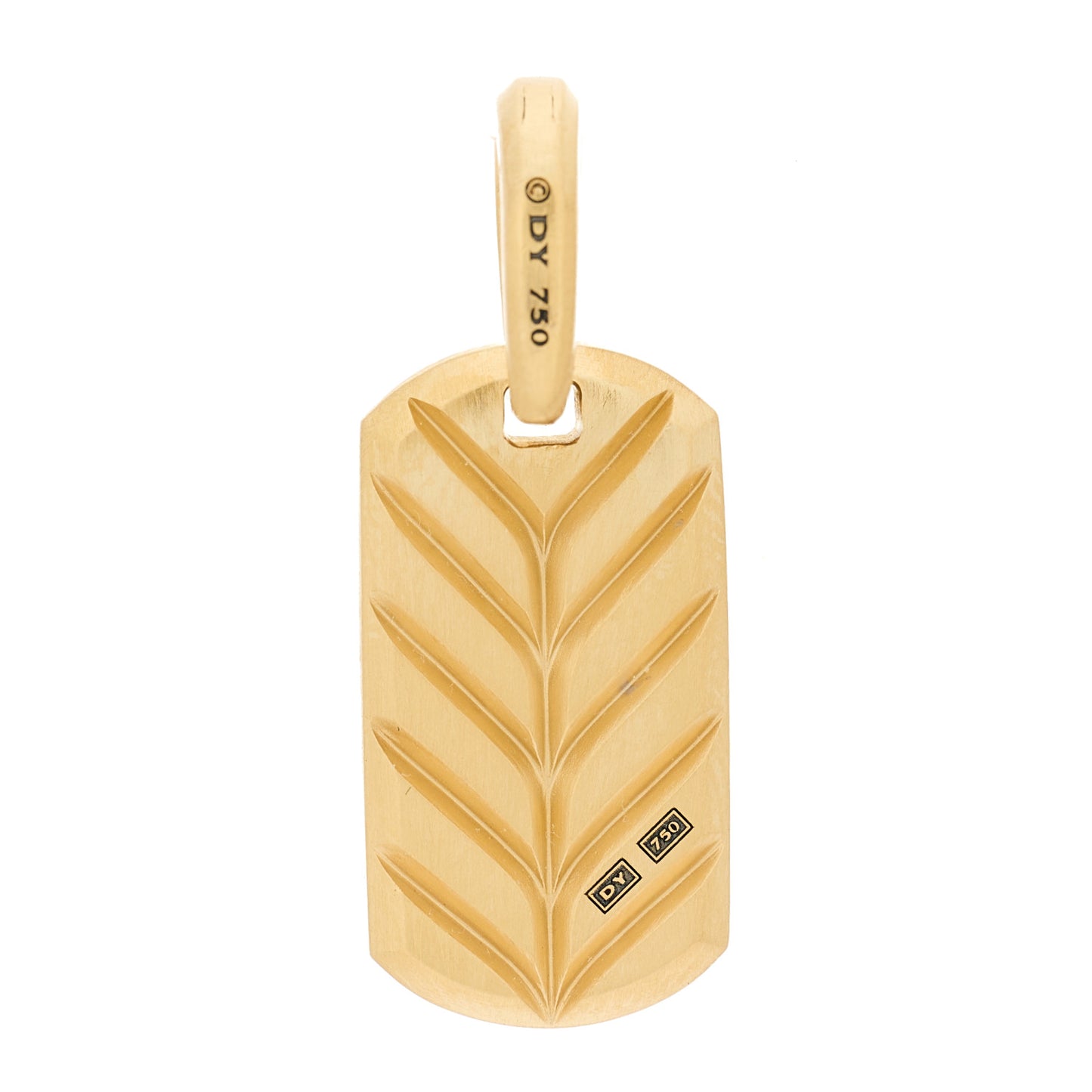 18K Yellow Gold Diamond 21mm Chevron Dog Tag Pendant