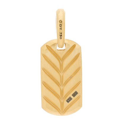 David Yurman 18K Yellow Gold Diamond 21mm Chevron Dog Tag Pendant 4 of 7
