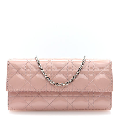 Christian Dior Patent Cannage Lady Dior Rendezvous Wallet On Chain Rose 1 of 9