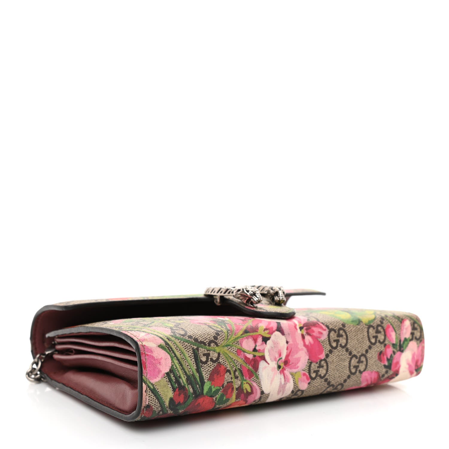 Gucci GG Supreme Monogram Blooms Mini Dionysus Chain Wallet Beige Multicolor Dry Rose 4 of 11