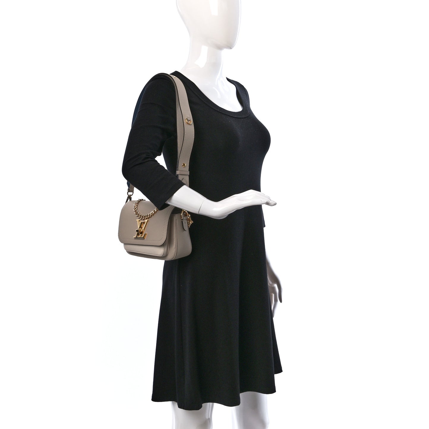 Grained Calfskin Lockme Tender Greige