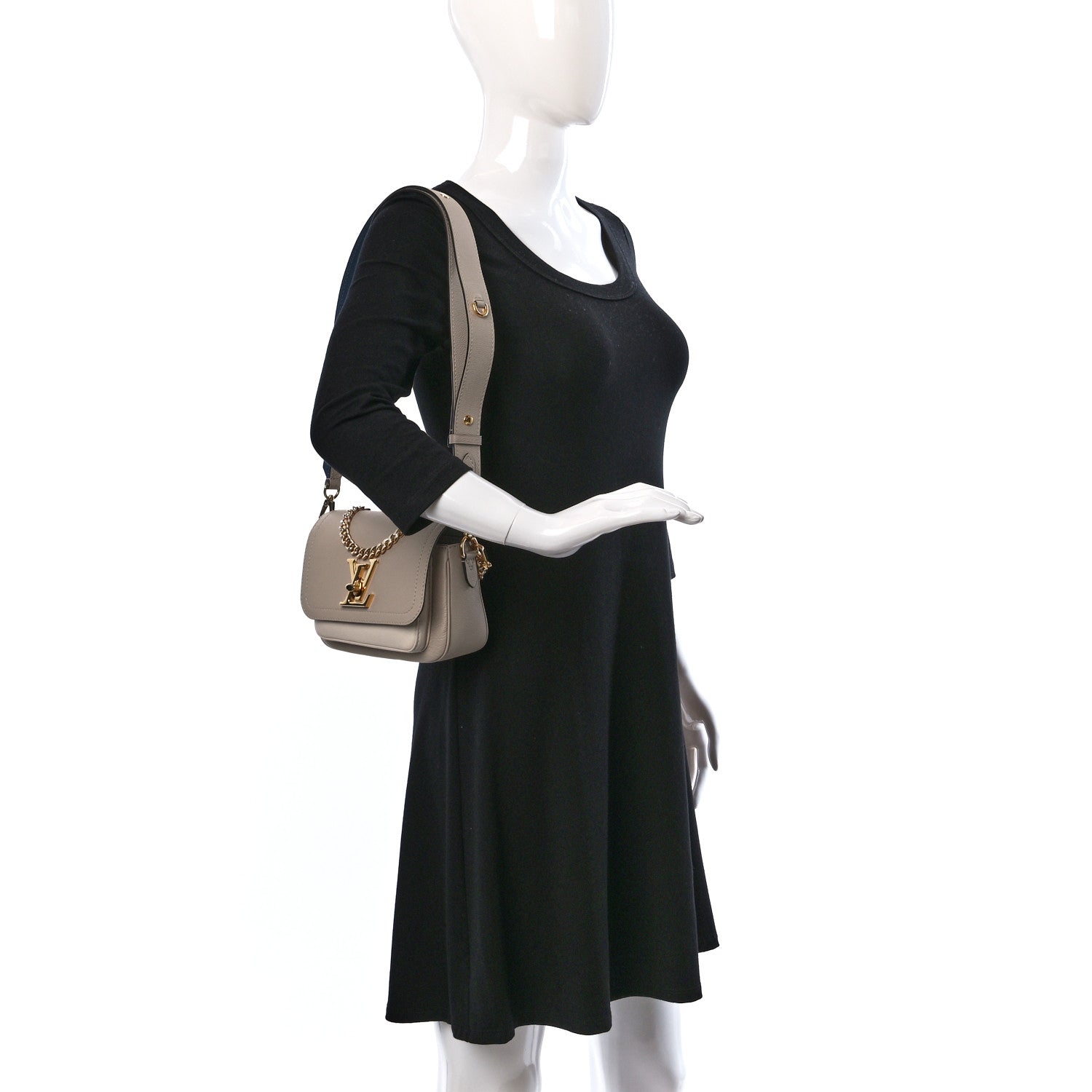 Louis Vuitton Grained Calfskin Lockme Tender Greige 2 of 8