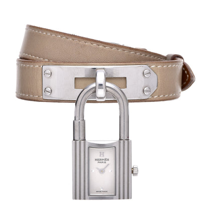 Hermes Stainless Steel Swift 20mm Kelly Cadena Double Tour Quartz Watch Etoupe 3 of 10