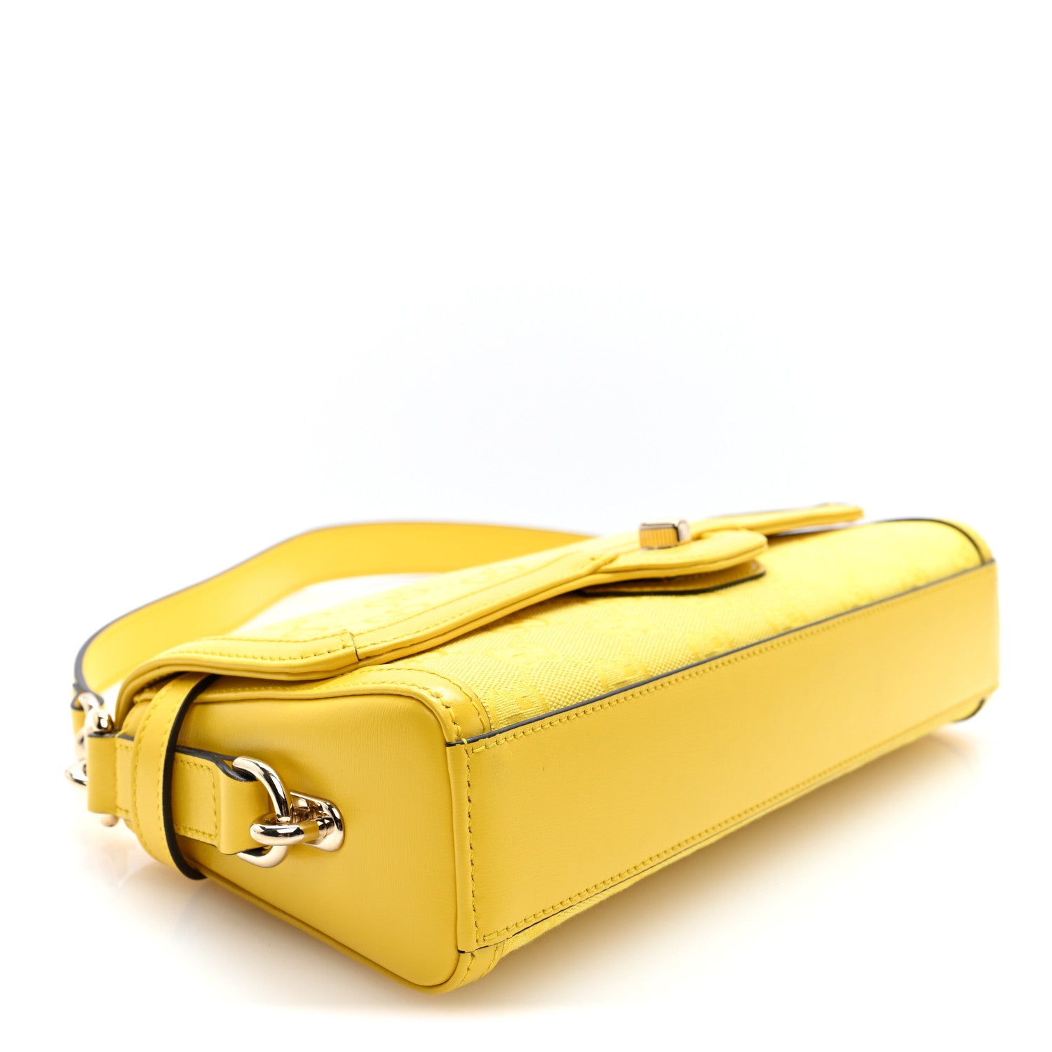 Gucci GG Monogram Textured Dollar Calfskin Small Luce Shoulder Bag Yellow Yellow 4 of 9