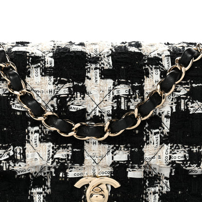 Chanel Tweed Quilted Mini Rectangular Flap Black Ecru White 7 of 10