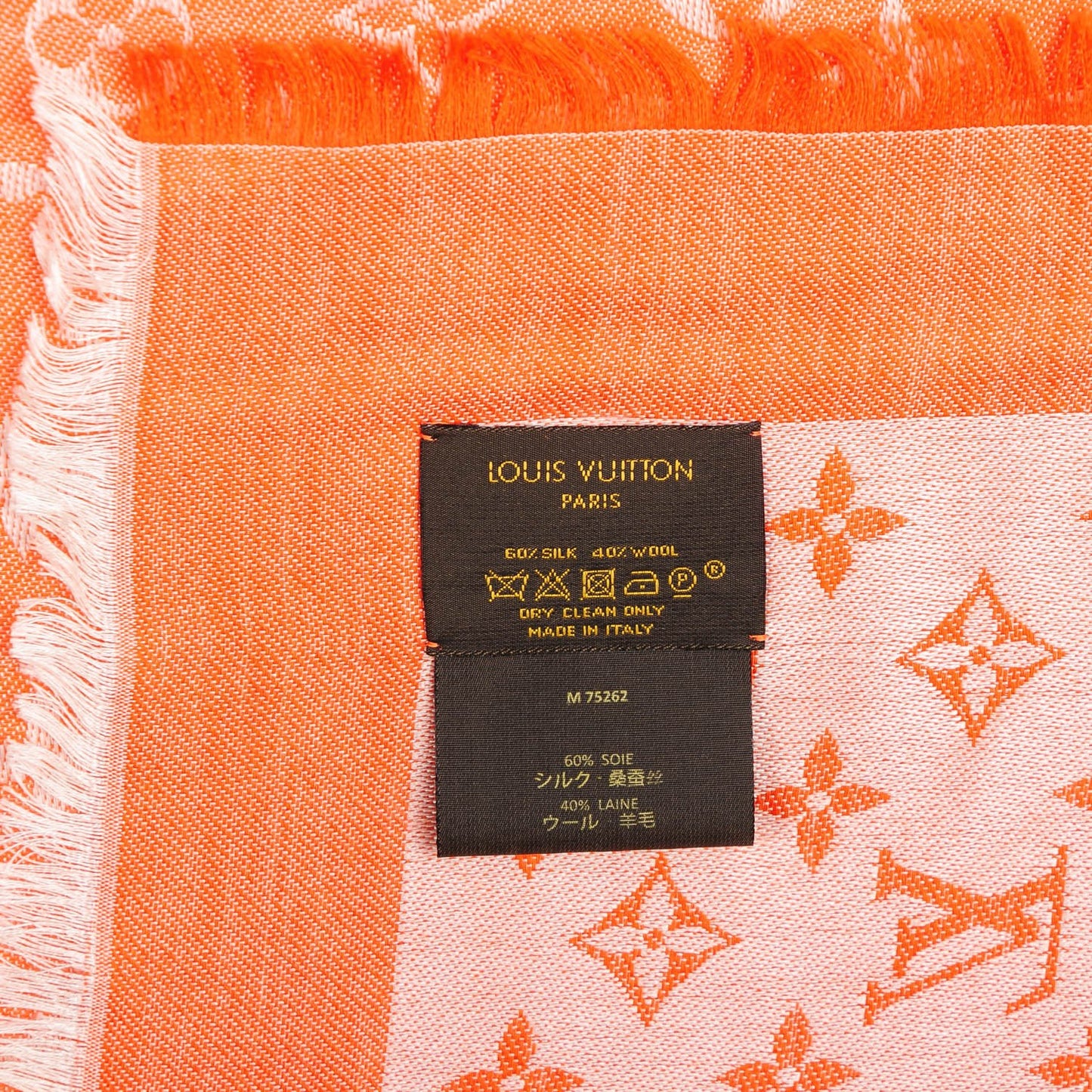 Wool Silk Monogram Denim Shawl Piment