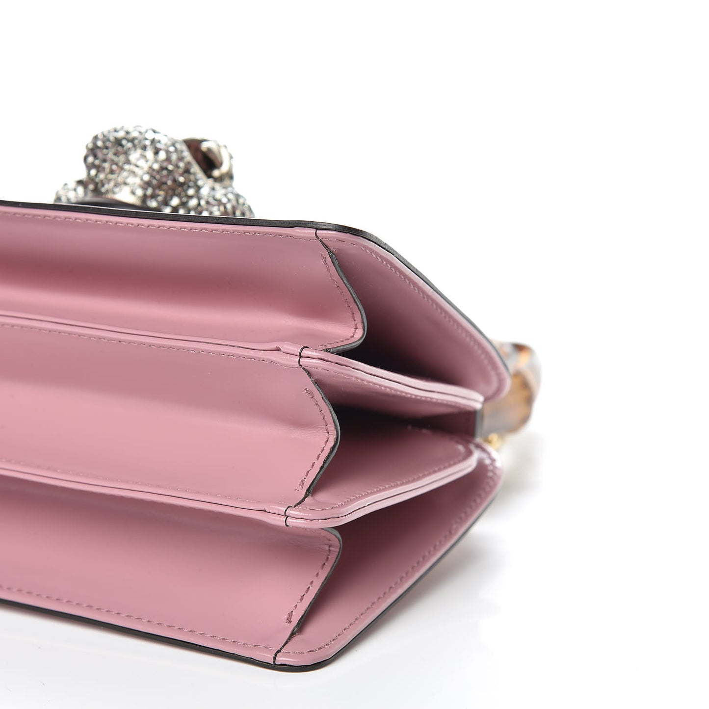 Calfskin Bamboo Crystal Mini Thiara Top Handle Bag Carmine Rose Gold