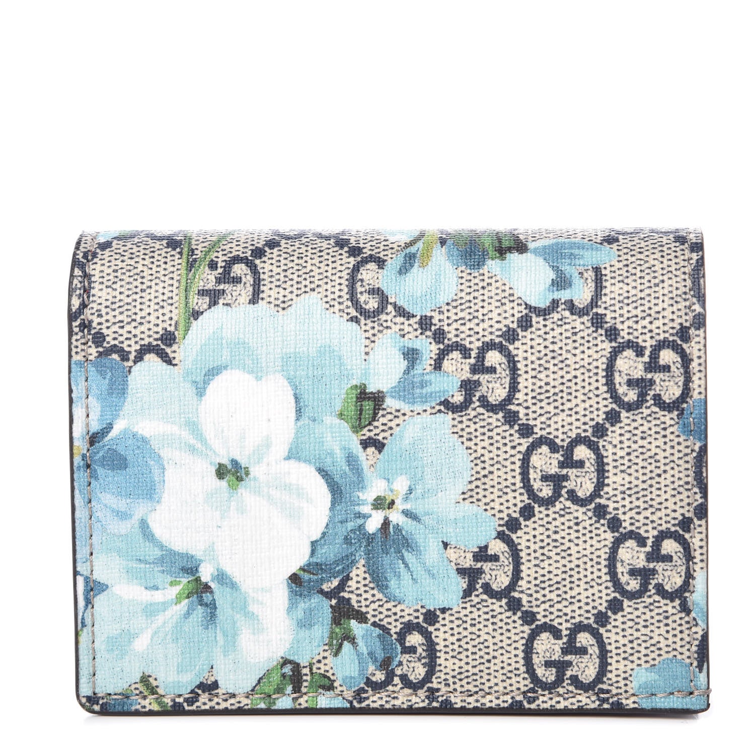 Gucci GG Supreme Monogram Blooms Card Case Wallet Beige Blue Navy Hibiscus Red 1 of 10