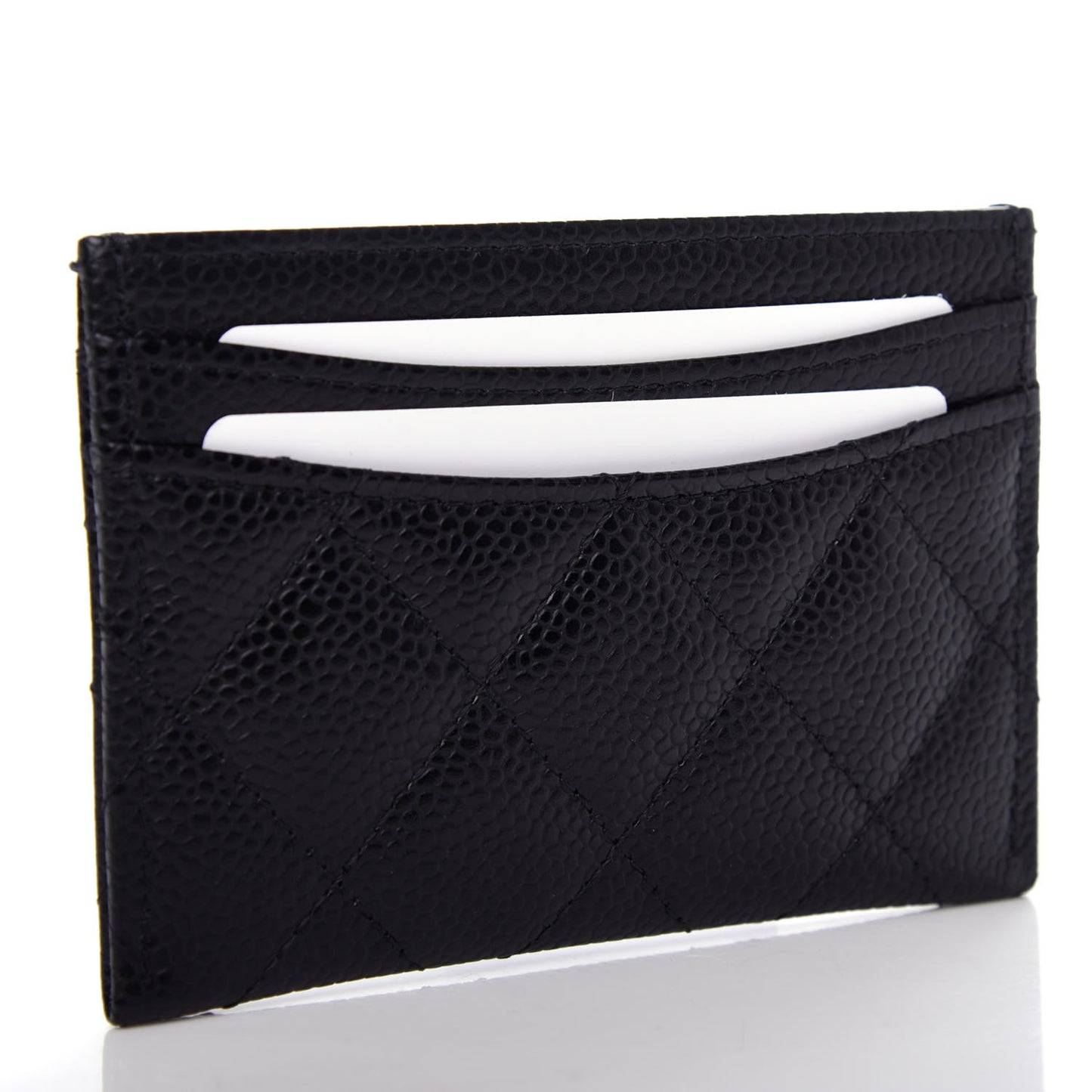 Caviar Quilted Card Holder Black