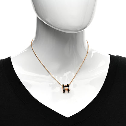 Hermes Lacquered Rose Gold Pop H Pendant Necklace Black 2 of 5