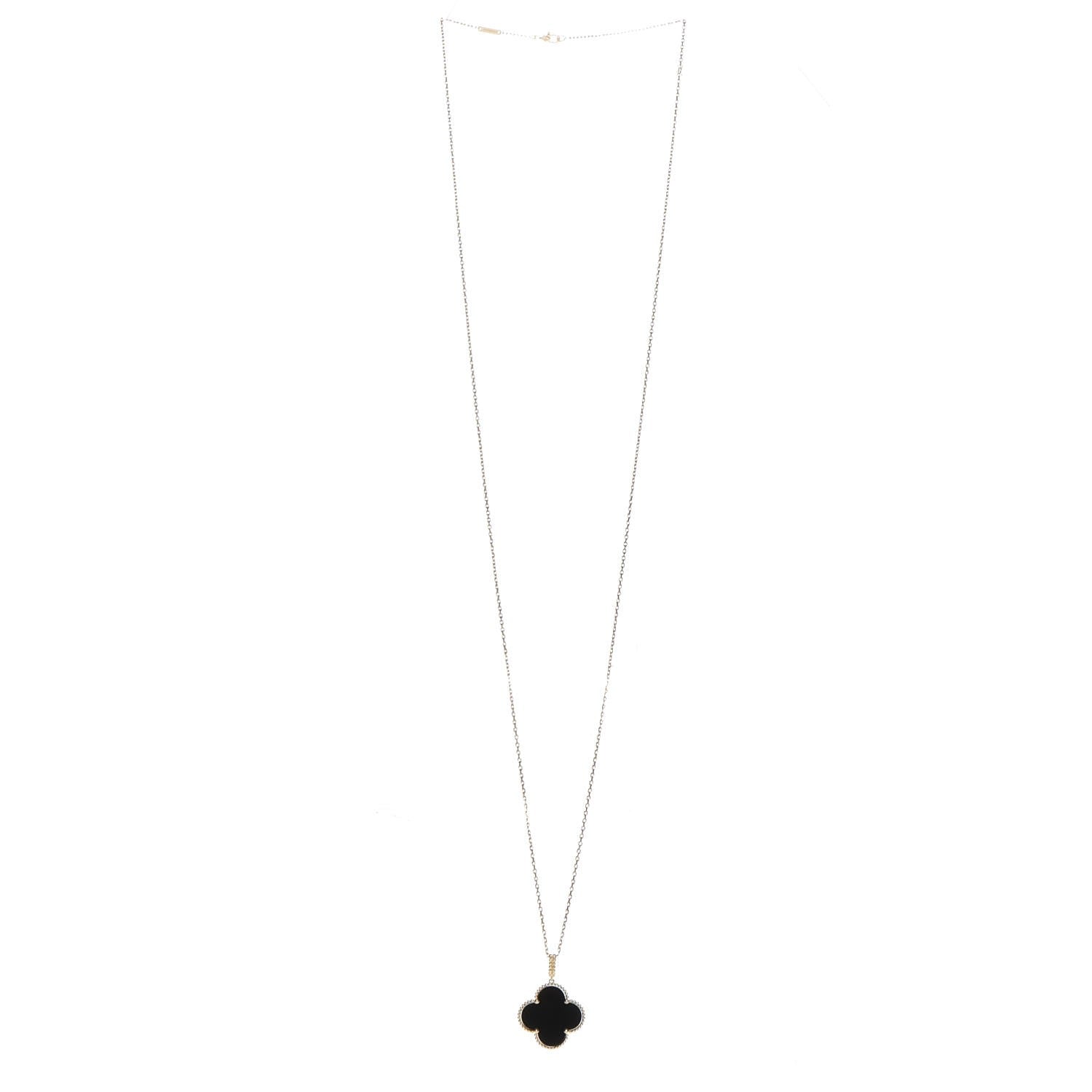 Van Cleef & Arpels 18K Yellow Gold Black Onyx Magic Alhambra Pendant Necklace 2 of 6