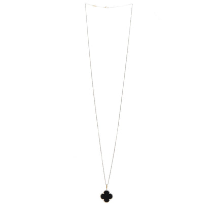 Van Cleef & Arpels 18K Yellow Gold Black Onyx Magic Alhambra Pendant Necklace 2 of 6