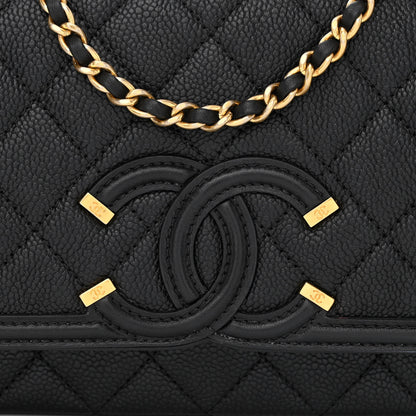 Chanel Caviar Quilted Small CC Filigree Flap Black 9 of 13