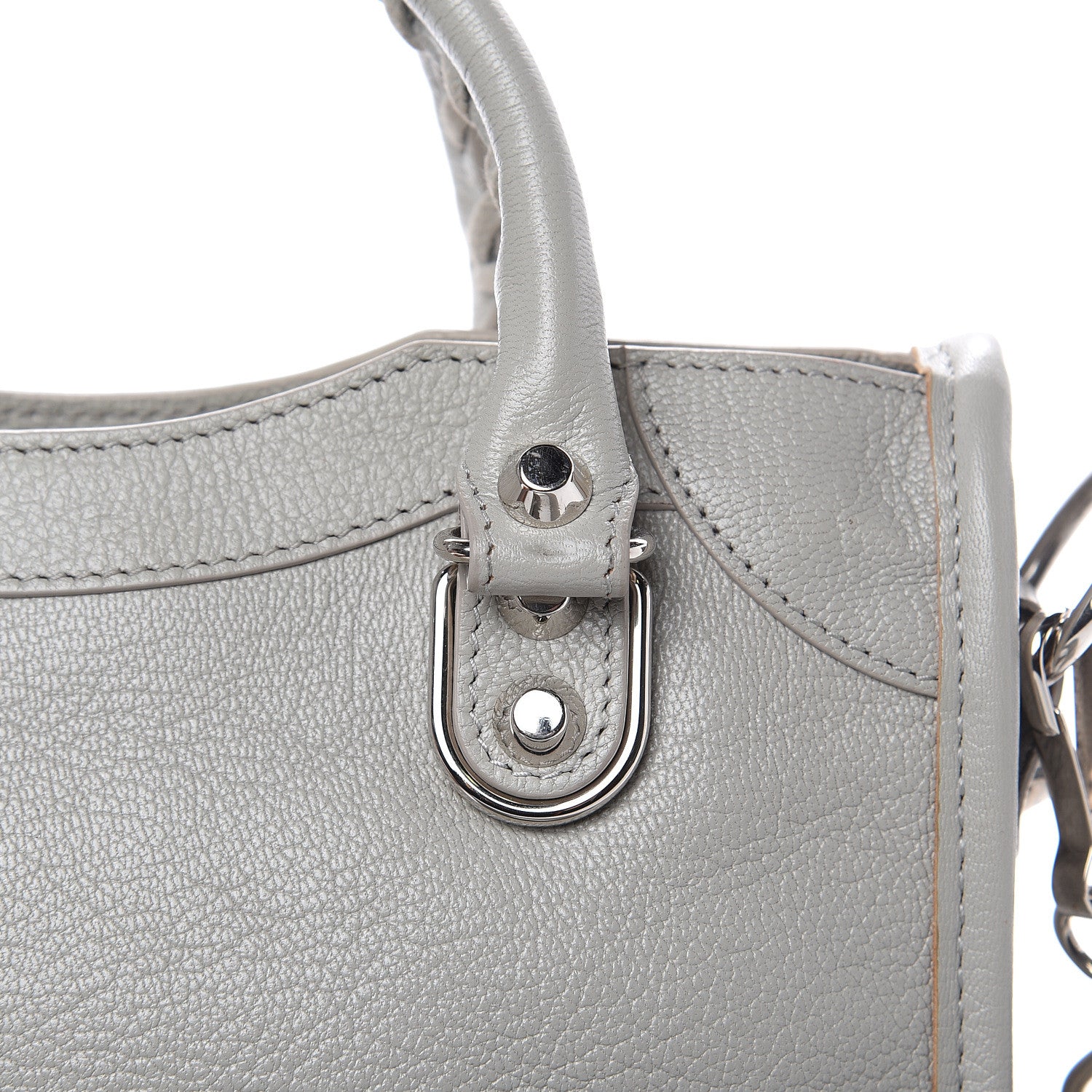 Balenciaga Chevre Silver Metallic Edge Hardware Mini City Gris Glace 12 of 13