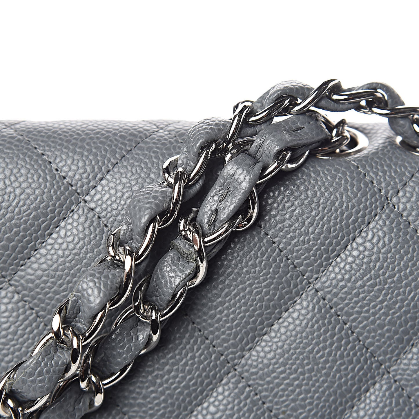 Caviar Quilted Jumbo Single Flap Grey