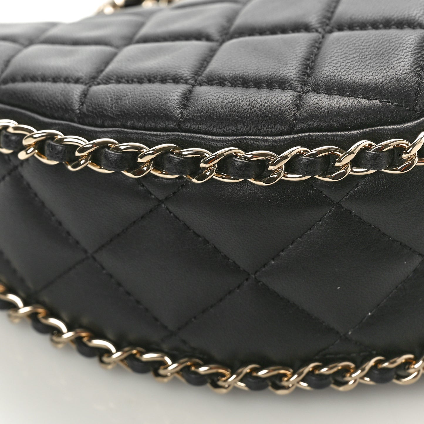 Lambskin Quilted Small Hobo Bag Black