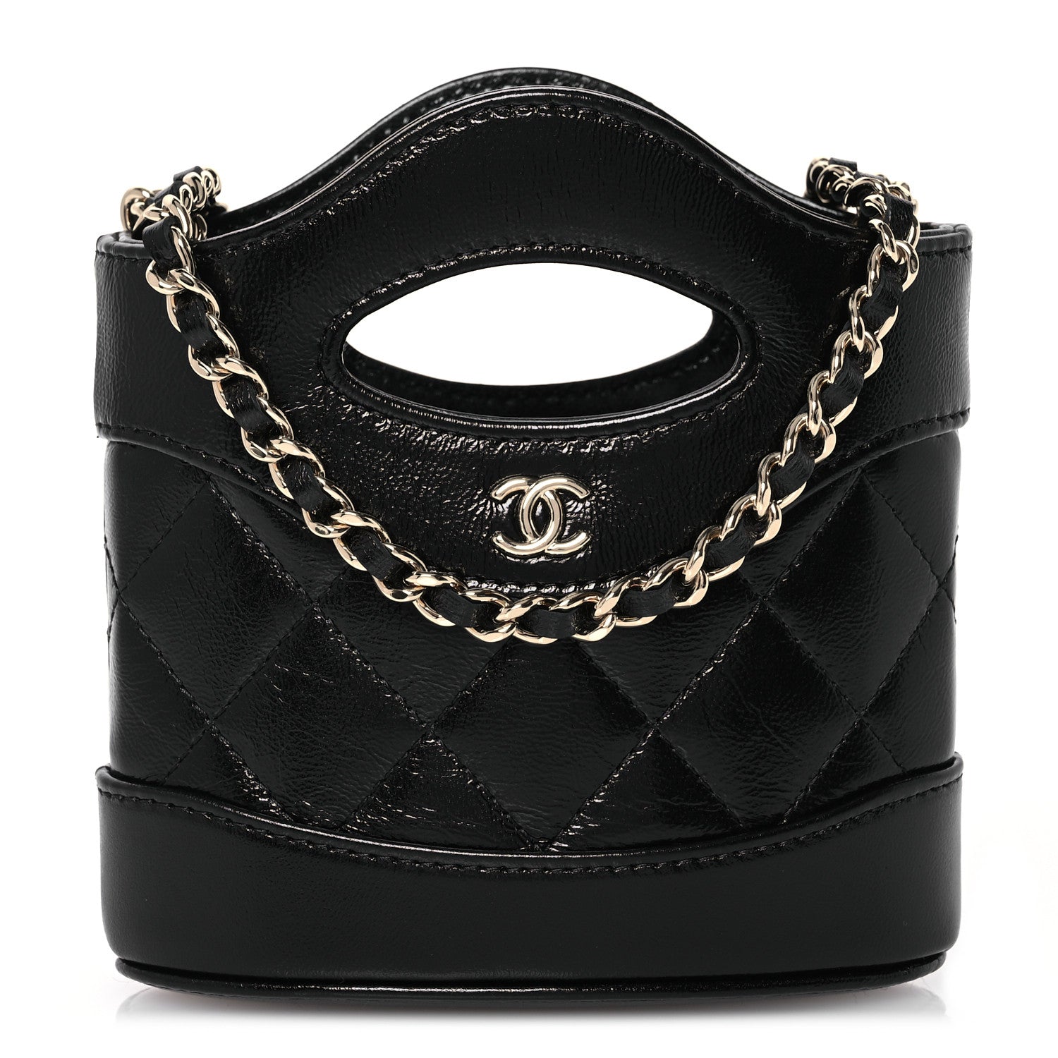 Chanel Shiny Lambskin Quilted 31 Nano Clutch With Chain Black 1 of 10