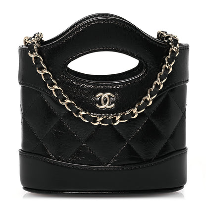 Chanel Shiny Lambskin Quilted 31 Nano Clutch With Chain Black 1 of 10