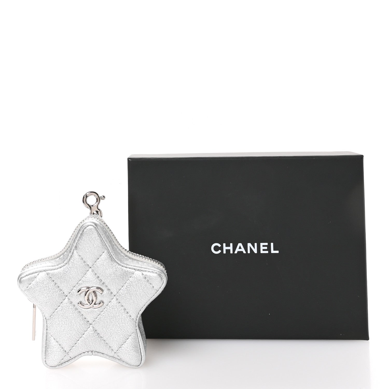Chanel Metallic Lambskin Walk Of Fame Star Clip On Coin Purse Silver 9 of 9