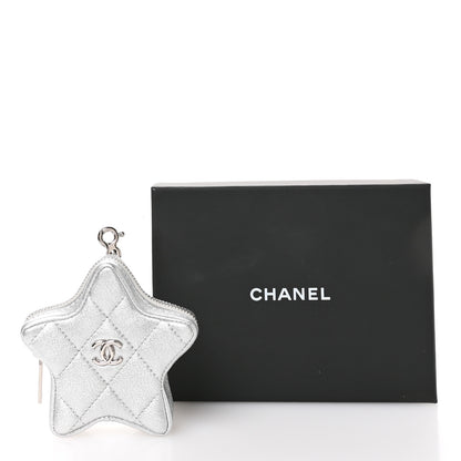 Chanel Metallic Lambskin Walk Of Fame Star Clip On Coin Purse Silver 9 of 9