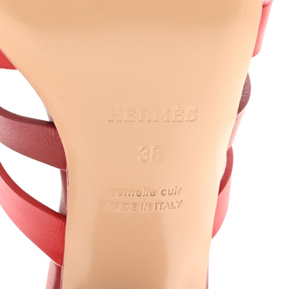Hermes Calfskin Amica Sandals 38 Rouge Grenat Orange Solaire 7 of 10
