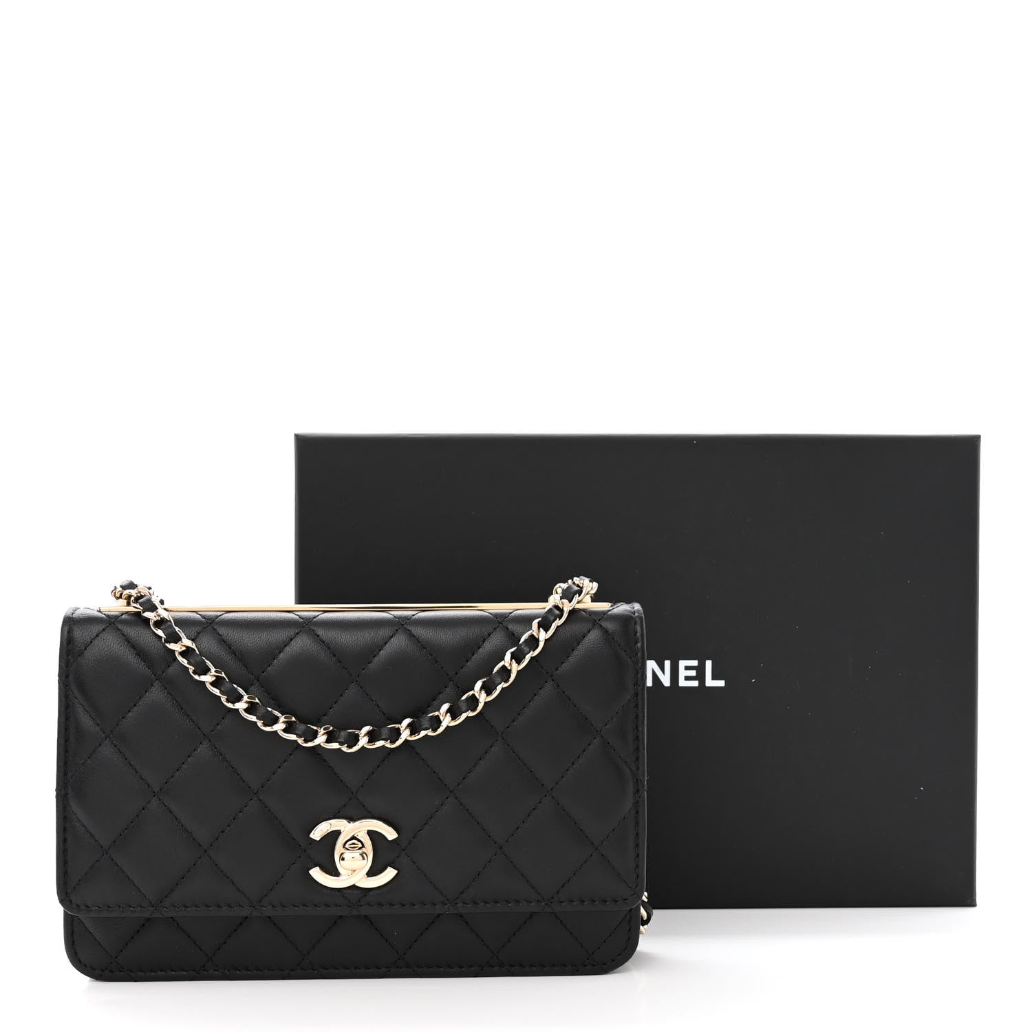Chanel Lambskin Quilted Trendy CC Wallet On Chain WOC Black 15 of 15