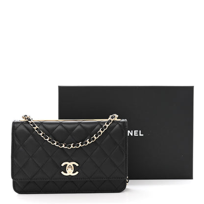 Chanel Lambskin Quilted Trendy CC Wallet On Chain WOC Black 15 of 15