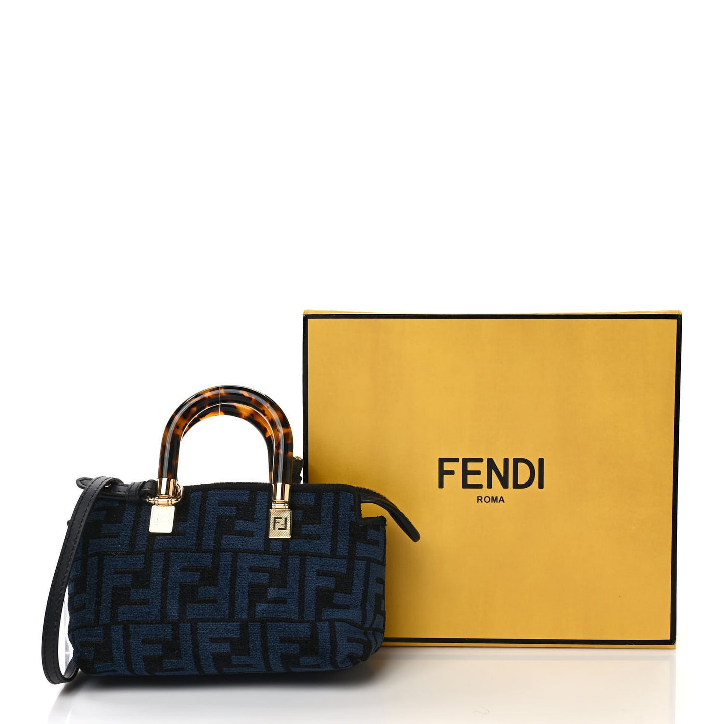 Chenille Vitello King Plexiglass FF Mini By The Way Top Handle Boston Bag Blue Black