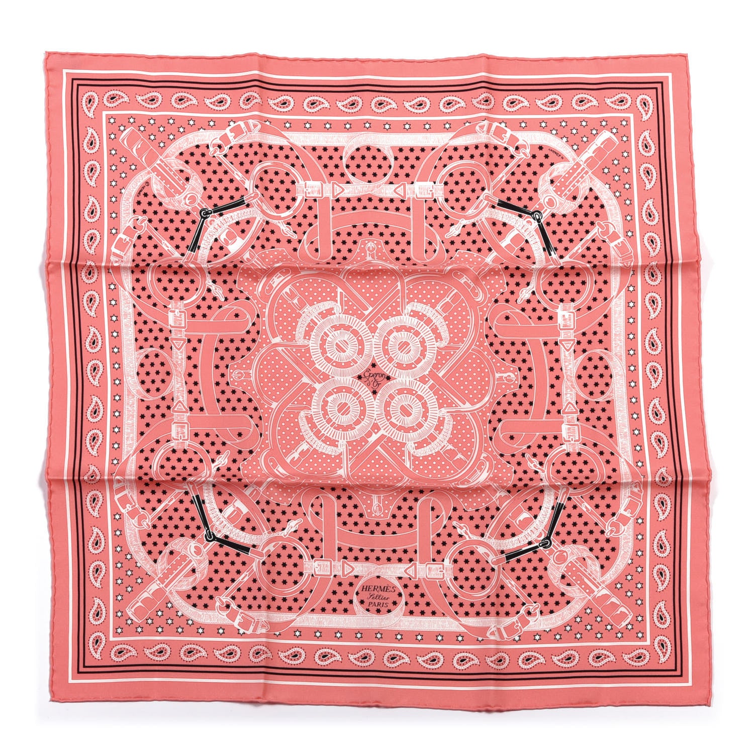 Hermes Silk Les Voitures A Transformation Bandana Scarf 55 Rose Malabar White Black 1 of 5