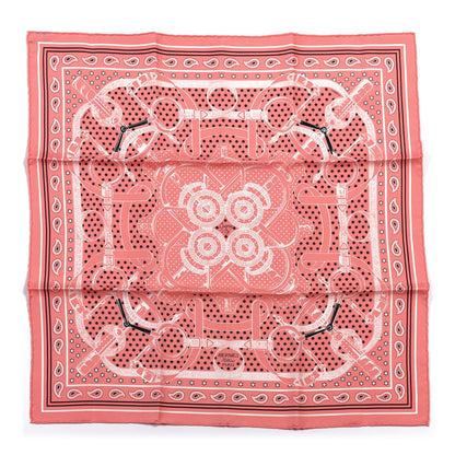 Hermes Silk Les Voitures A Transformation Bandana Scarf 55 Rose Malabar White Black 1 of 5