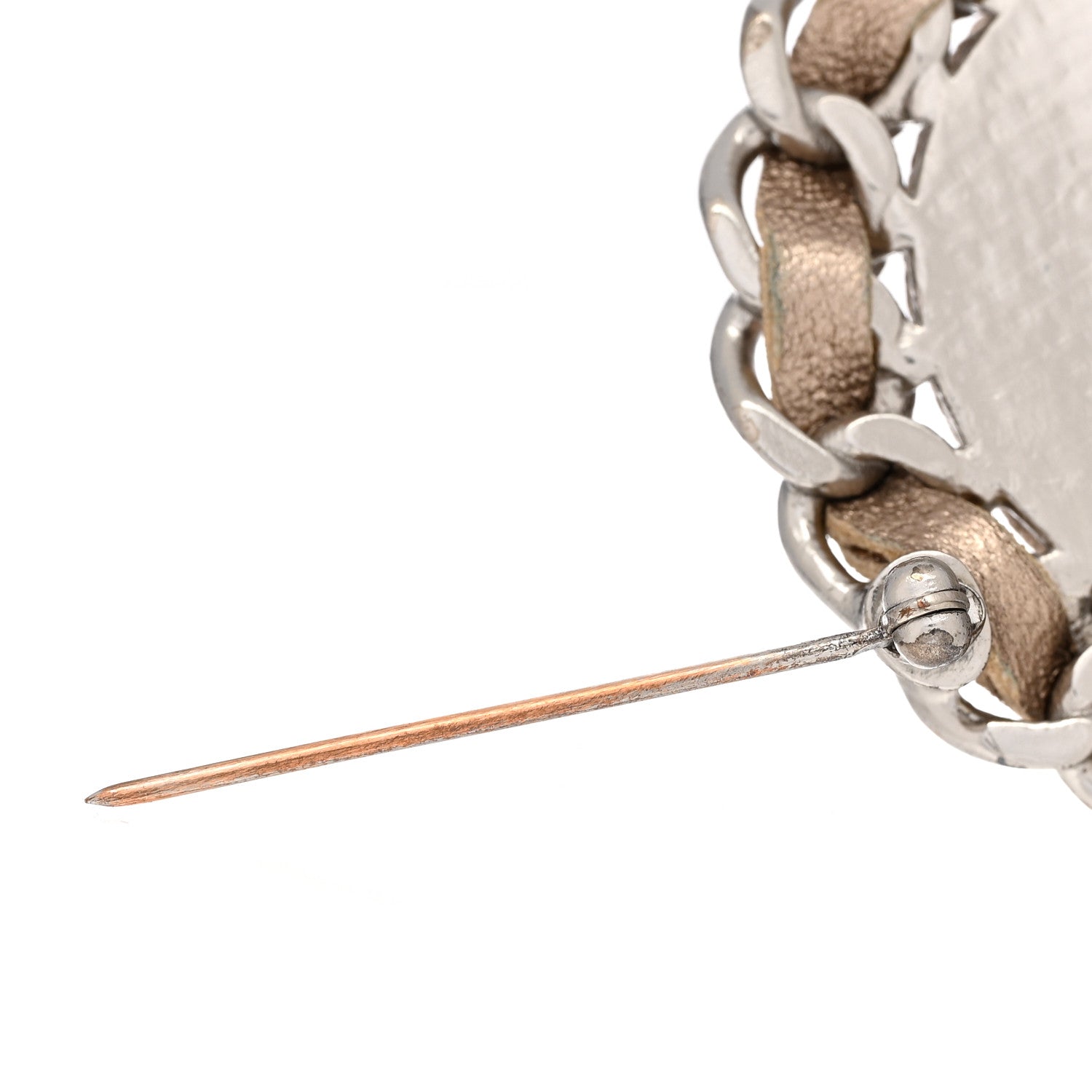 Chanel Metallic Lambskin Chain CC Brooch Beige 5 of 6