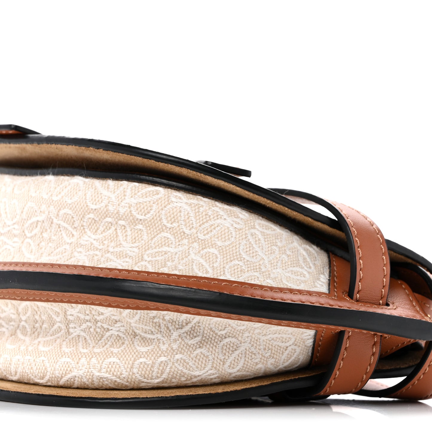 Calfskin Canvas Anagram Mini Gate Dual Bag Ecru Tan