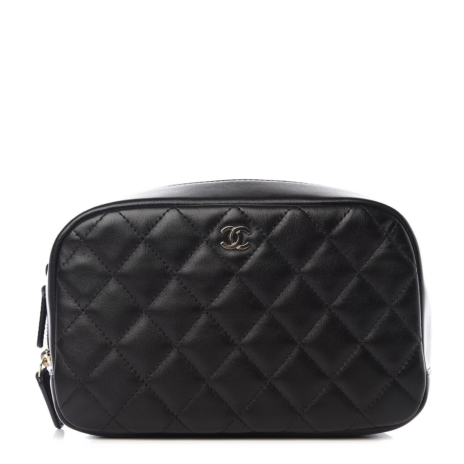 Chanel Lambskin Quilted Medium Curvy Pouch Cosmetic Case Black 1 of 9