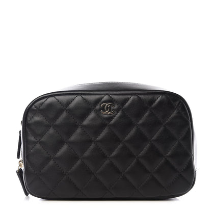 Chanel Lambskin Quilted Medium Curvy Pouch Cosmetic Case Black 1 of 9